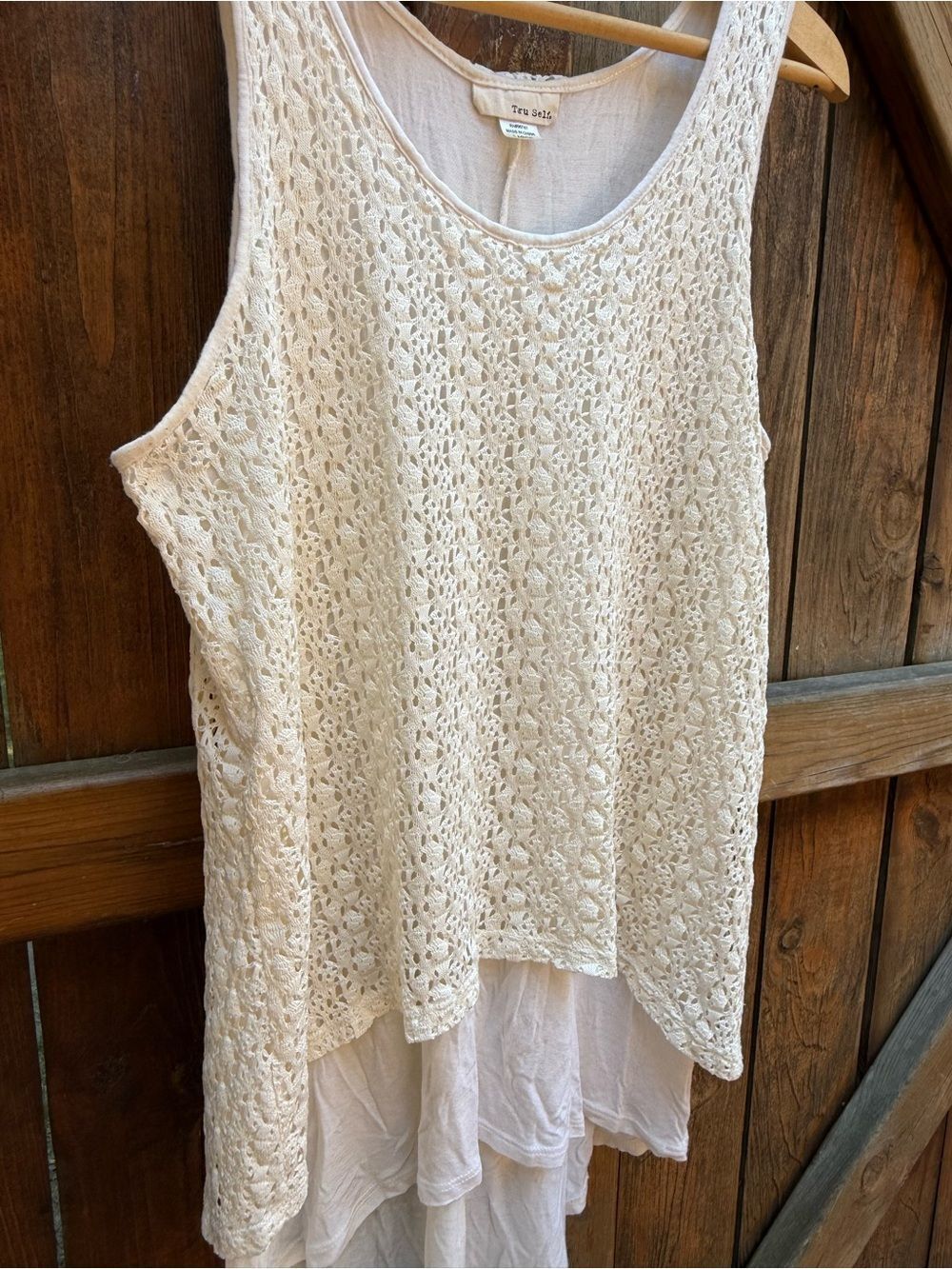 Tru Self Crochet Layered Tank Longline Summer Beachy Top Women's size Large - Picture 6 of 6